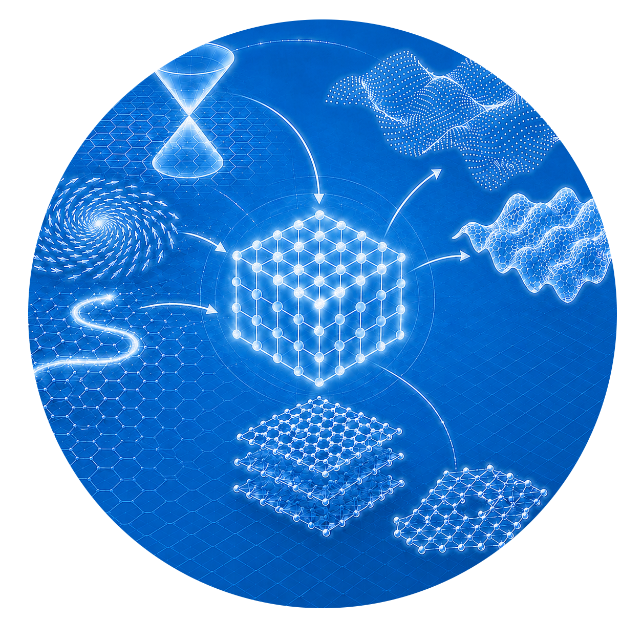 Scientific visualization representing inverse design of low-dimensional quantum materials